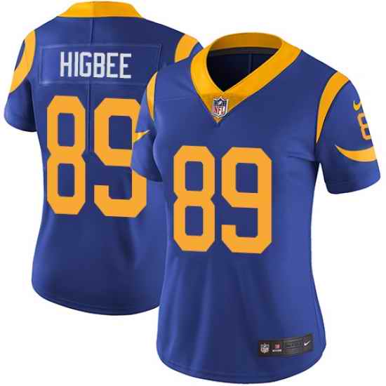 Nike Rams #89 Tyler Higbee Royal Blue Alternate Womens Stitched NFL Vapor Untouchable Limited Jersey